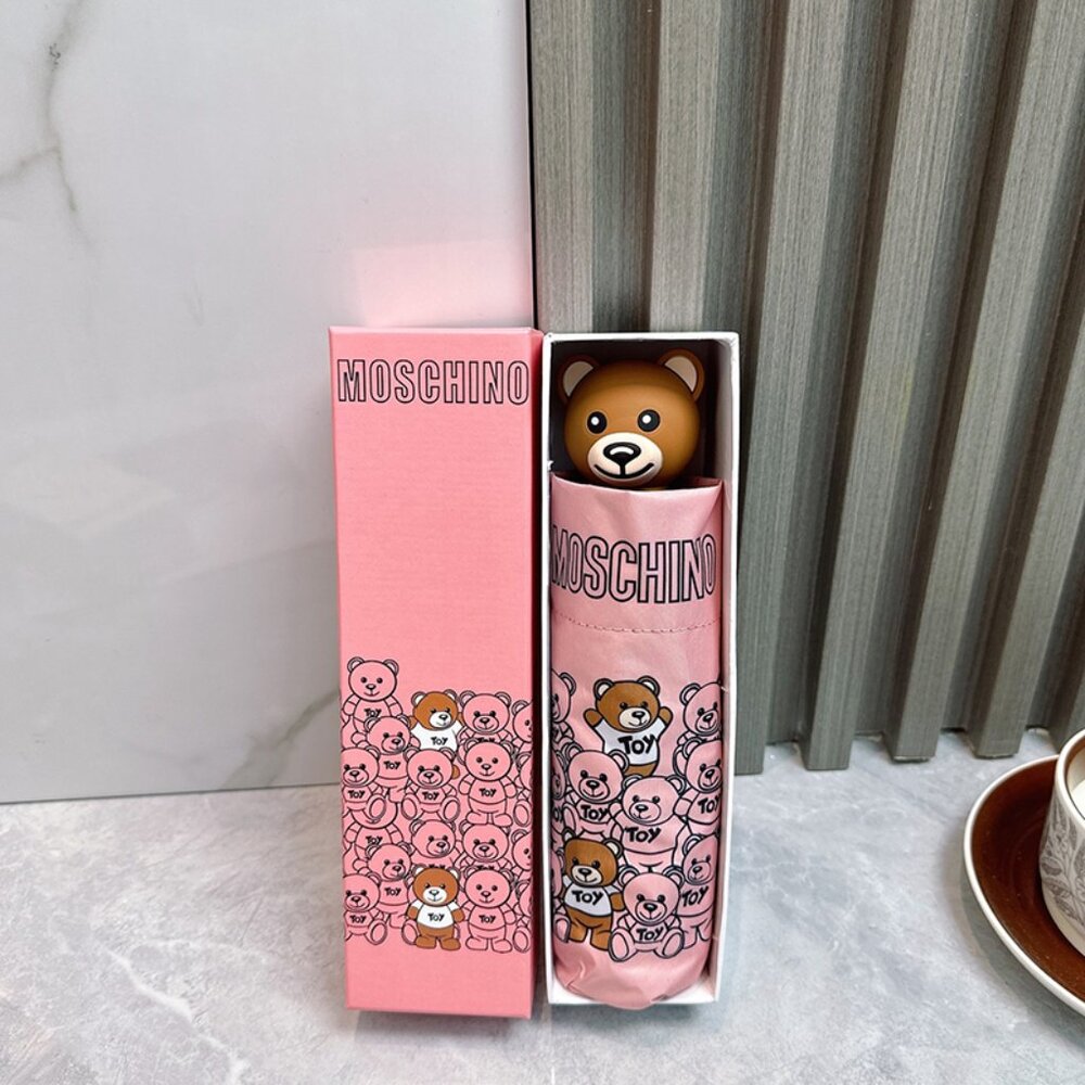 Moschino Pink Teddy Bear Folding Umbrella - Picture 1 of 9